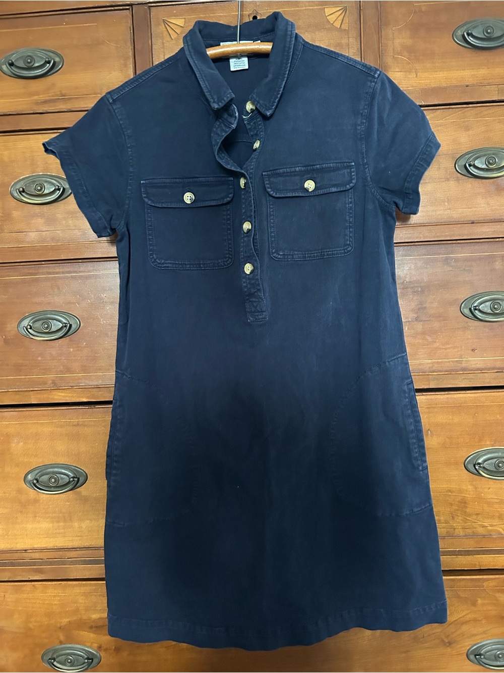 Vineyard Vines Navy Short-Sleeve Polo Shirt Twill Dress with Patch Pockets